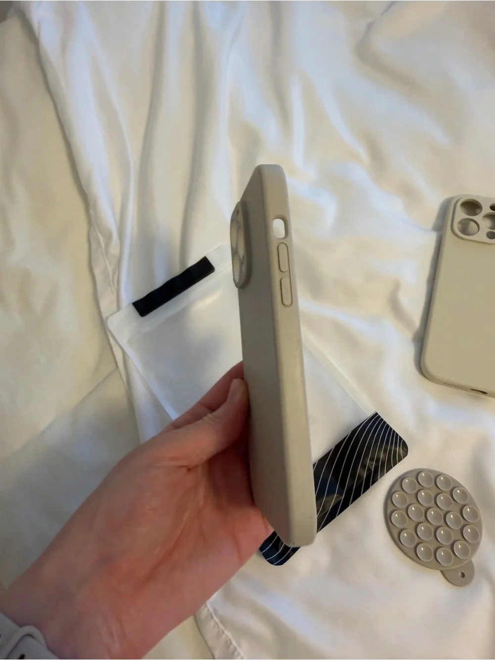 Neutral iPhone 14 Pro Max Silicone iPhone Case with PopGrip